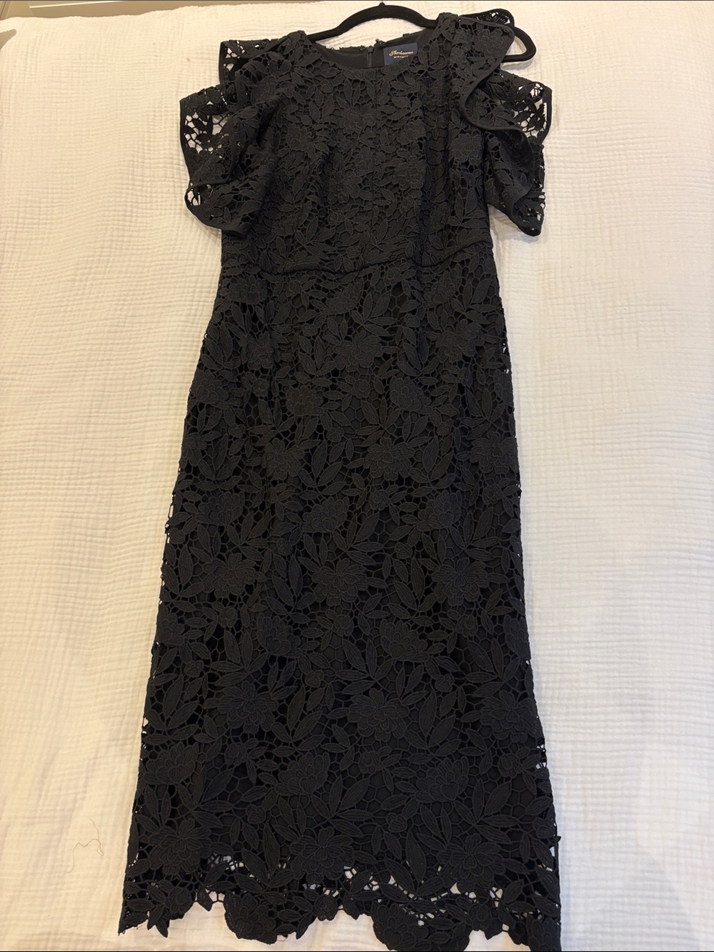 SAKS SHOSHANNA Midnight Black Floral Lace Maxi Dress Size 6